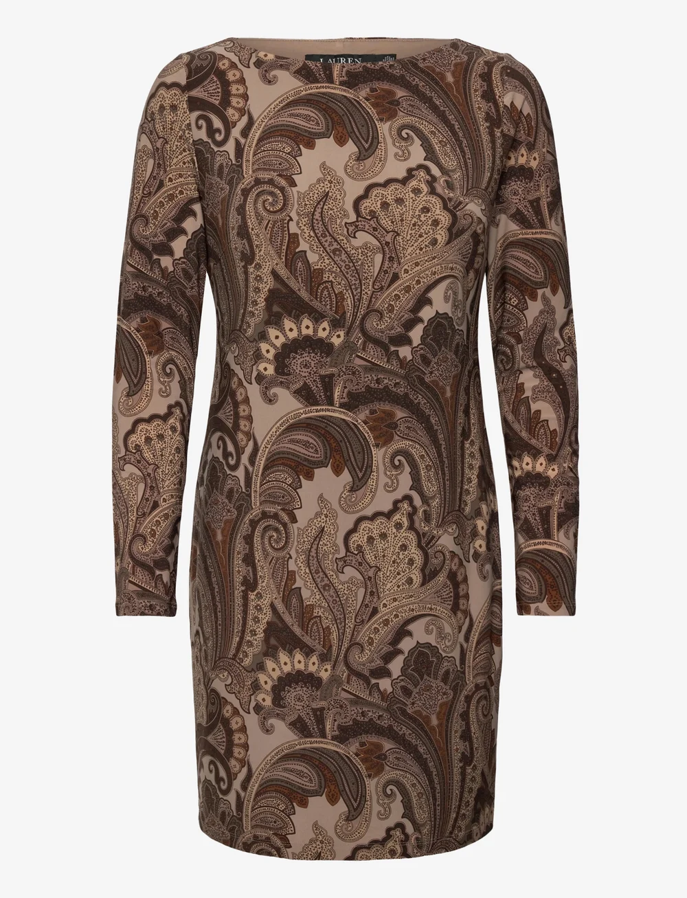 Lauren Ralph Lauren - STR CLASSIC JERSEY-KNIT DRESS - midiklänningar - taupe multi - 0