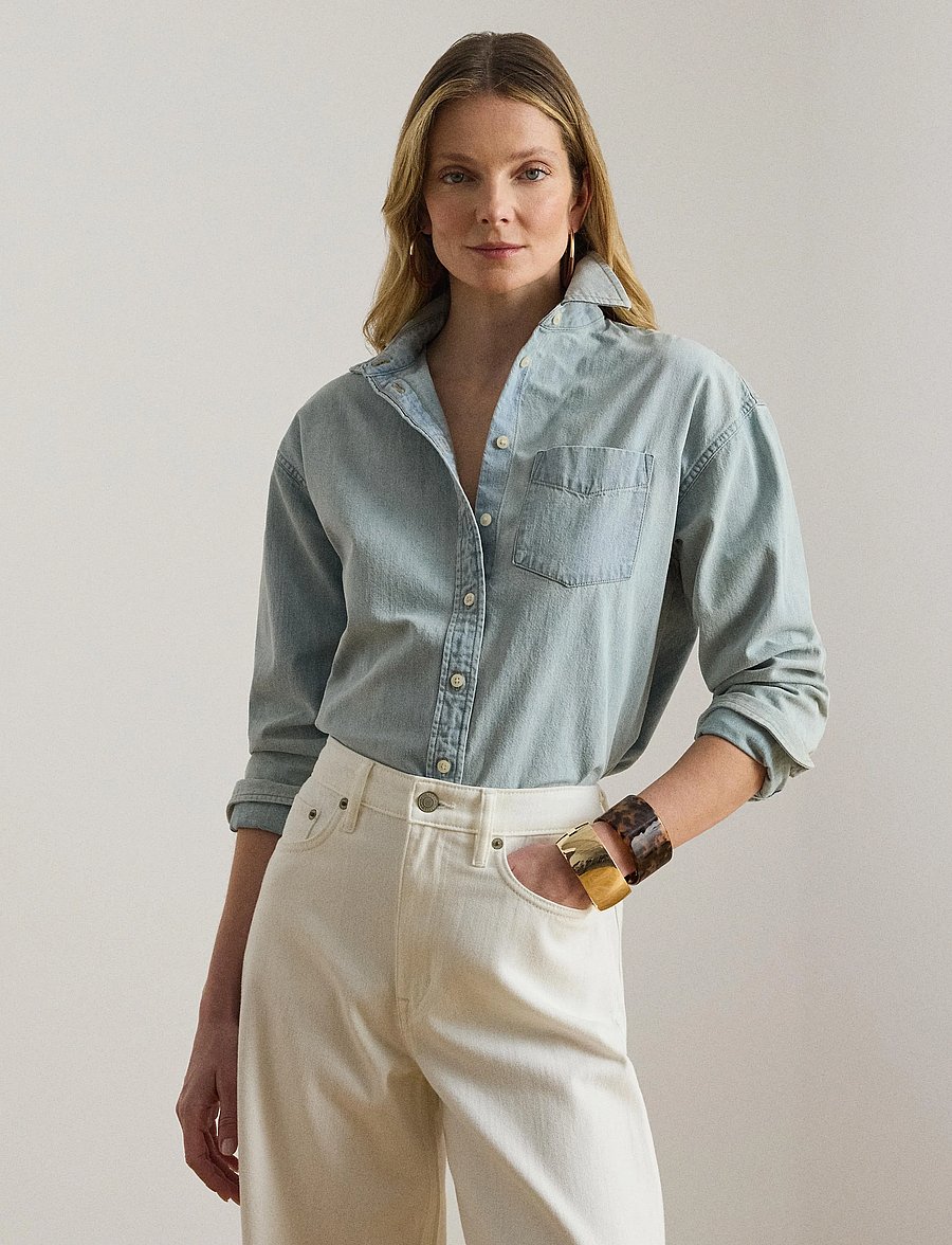 Lauren Ralph Lauren - 2X1 DENIM-WVN-SHIRT - džinsiniai marškiniai - arilee wash - 0