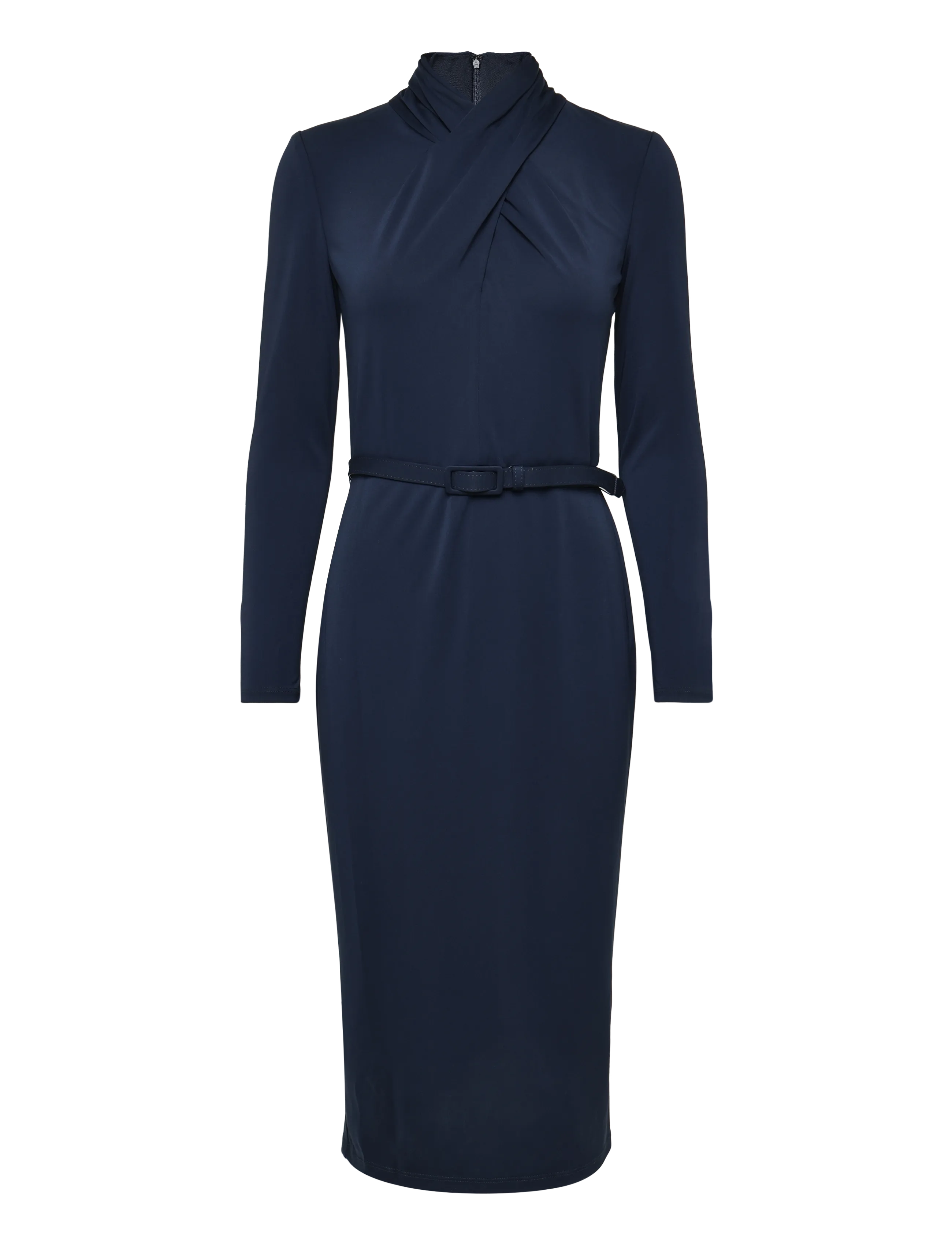 Lauren Ralph Lauren - Belted Mockneck Jersey Dress - midikleider - lauren navy - 1
