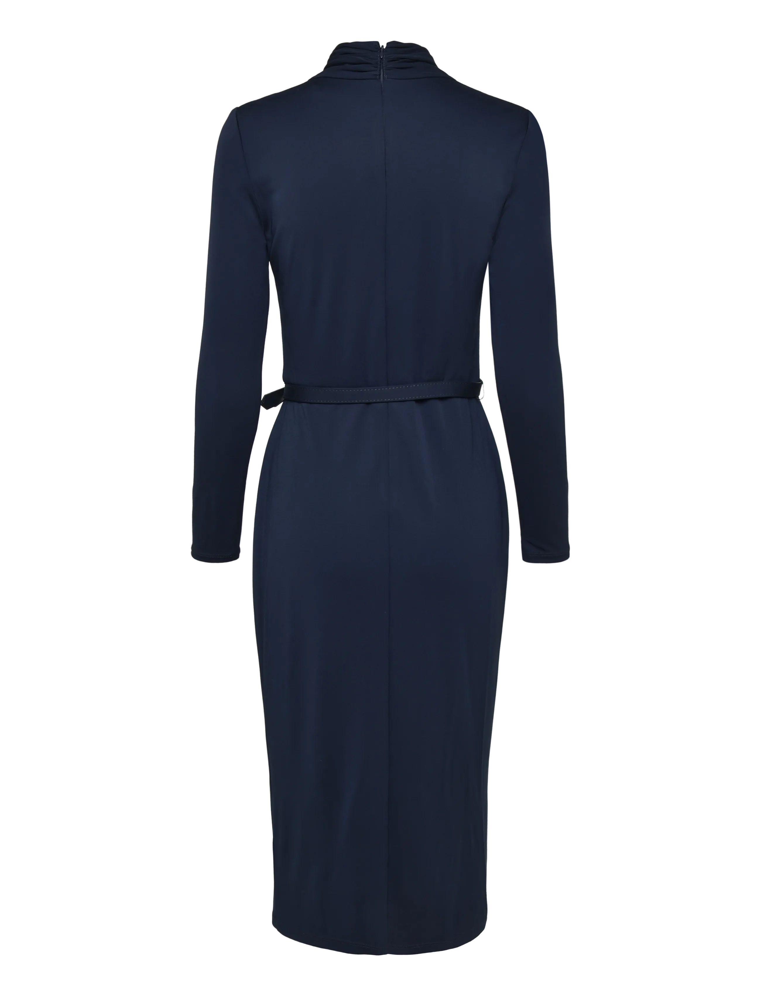 Lauren Ralph Lauren - Belted Mockneck Jersey Dress - midikleider - lauren navy - 2