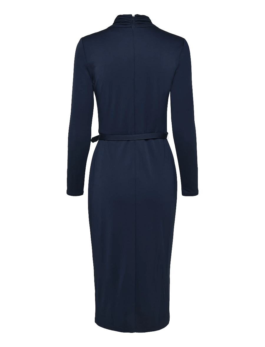 Lauren Ralph Lauren - Belted Mockneck Jersey Dress - midikleider - lauren navy - 2