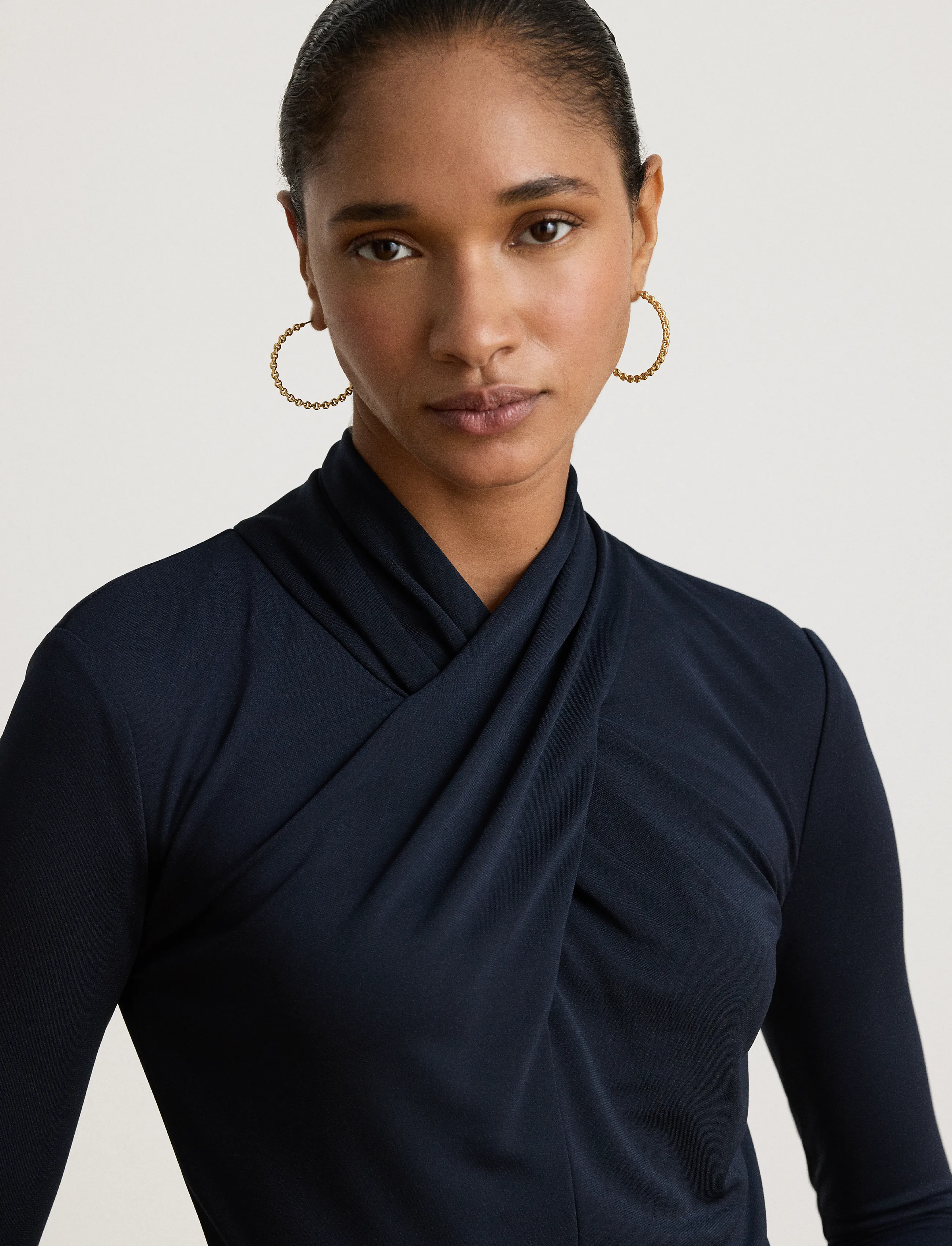 Lauren Ralph Lauren - Belted Mockneck Jersey Dress - midikleider - lauren navy - 4