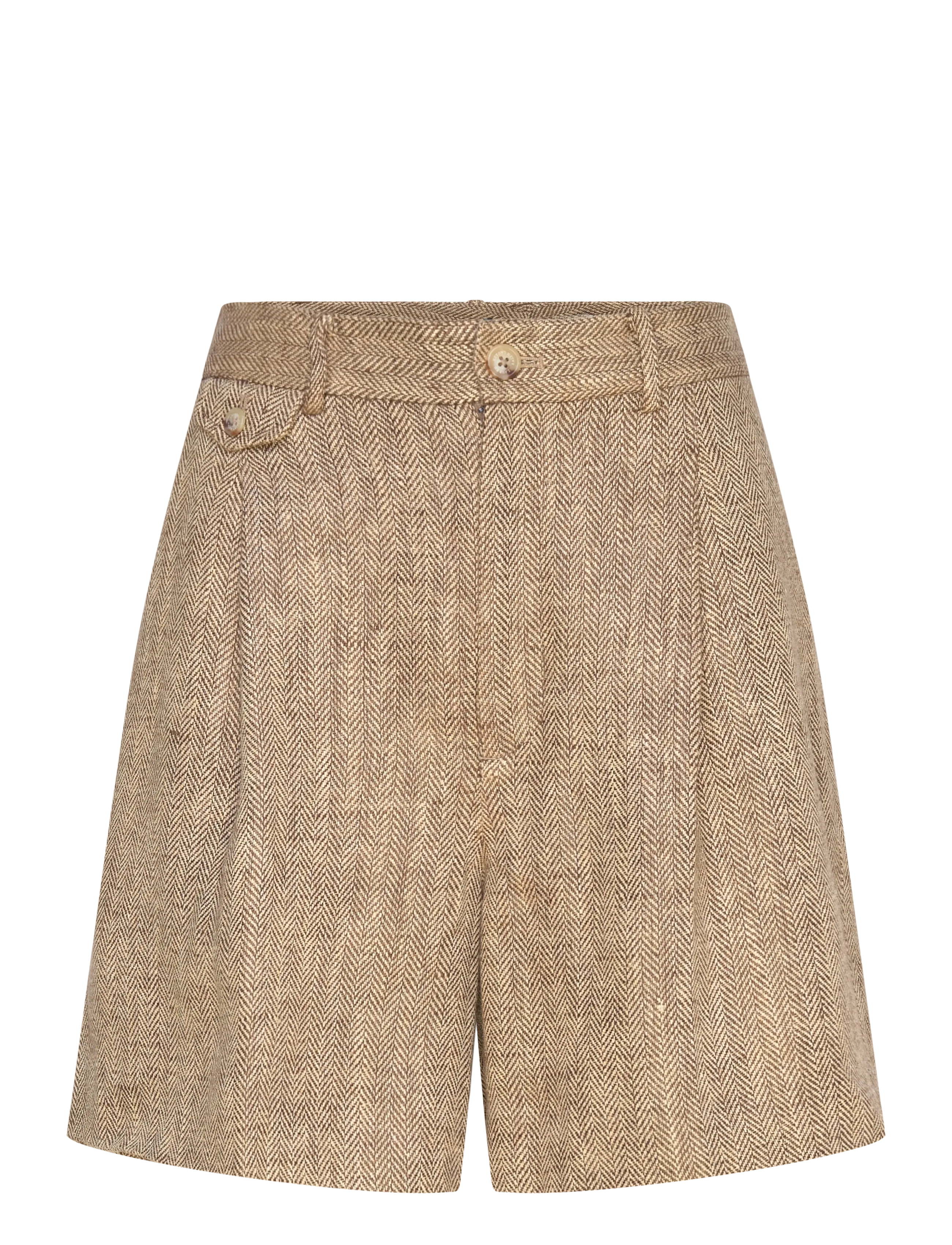 Lauren Ralph Lauren Y/D CTN LINEN HRGBN-WVN-SHORTS - Kläder - TAN/CREAM MULTI / brown