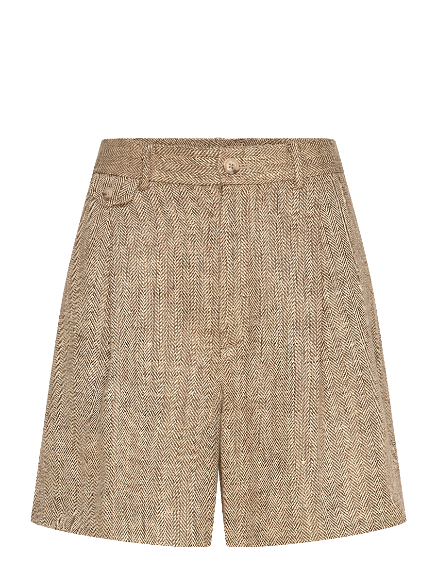 Lauren Ralph Lauren - Y/D CTN LINEN HRGBN-WVN-SHORTS - hørshorts - tan/cream multi - 1