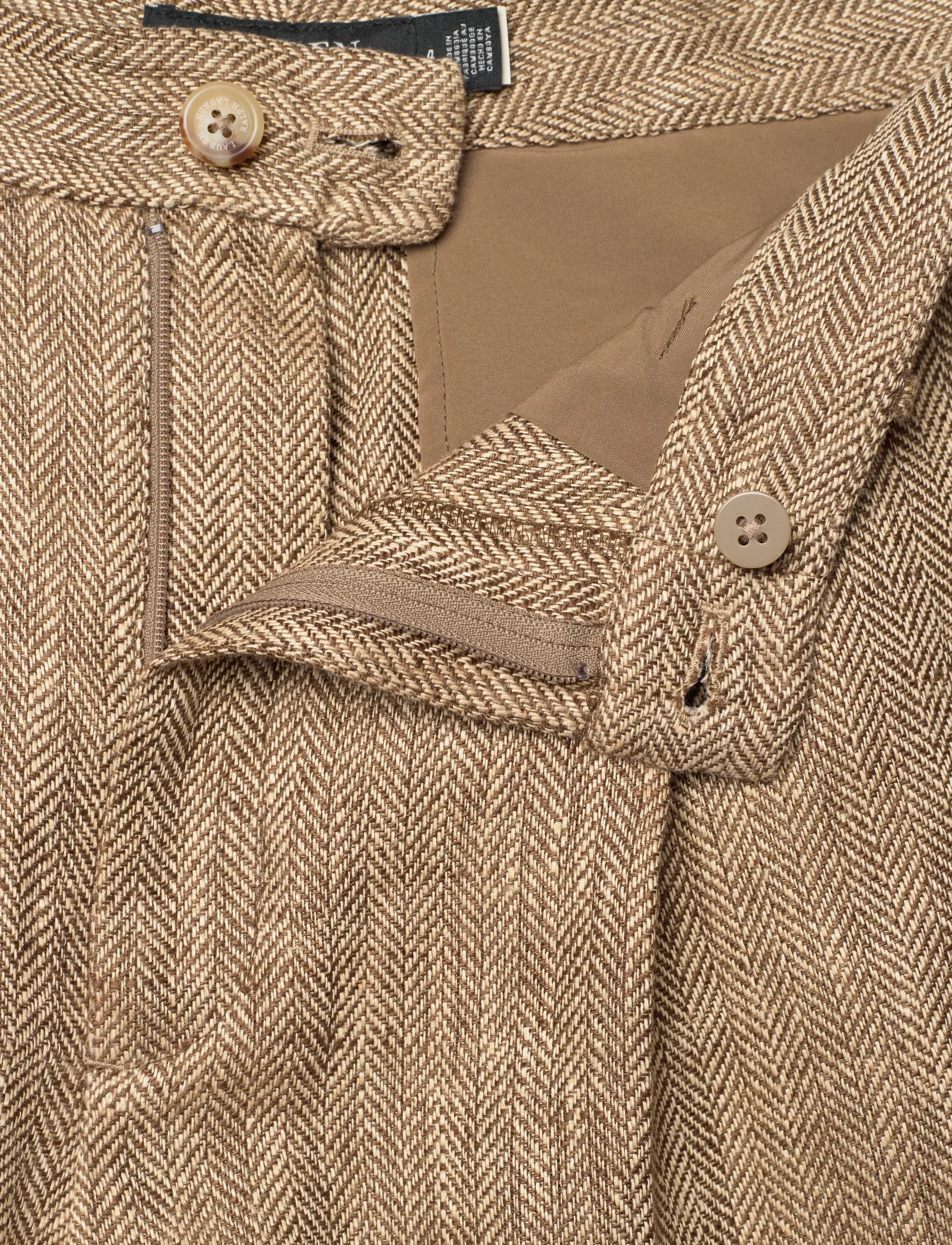 Lauren Ralph Lauren - Y/D CTN LINEN HRGBN-WVN-SHORTS - hørshorts - tan/cream multi - 5