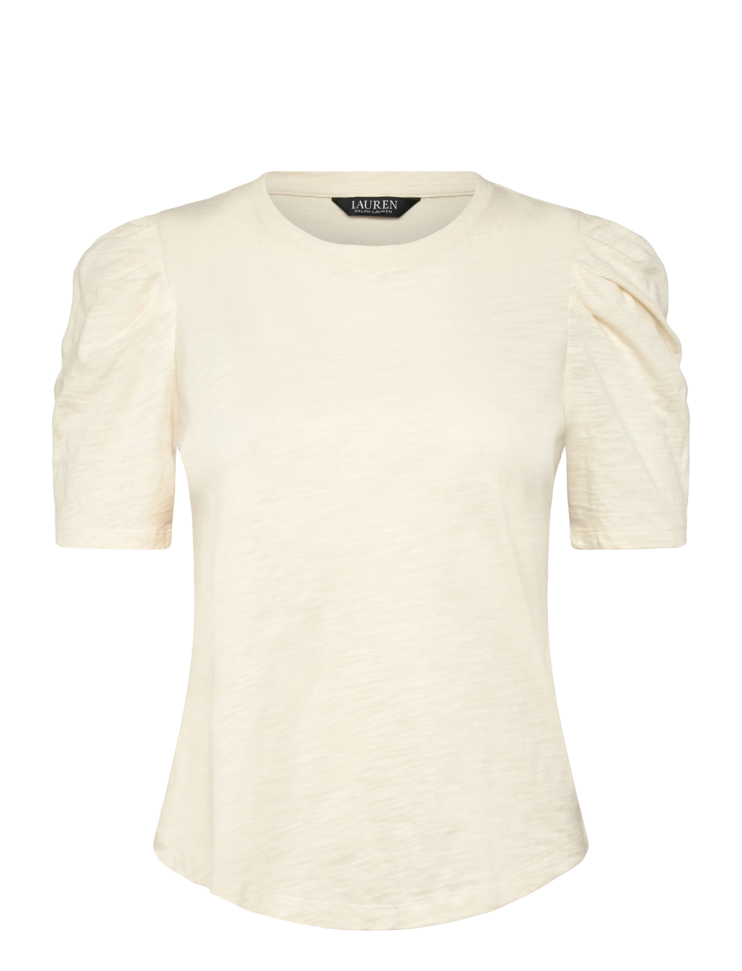 Lauren Ralph Lauren - Slub Jersey Puff-Sleeve Top - kortærmede bluser - mascarpone cream - 1