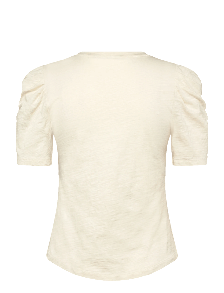 Lauren Ralph Lauren - Slub Jersey Puff-Sleeve Top - kurzärmelige blusen - mascarpone cream - 2