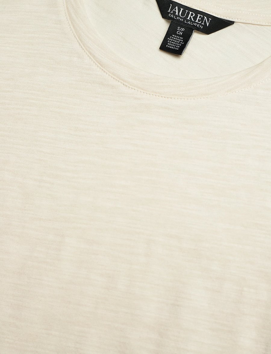Lauren Ralph Lauren - Slub Jersey Puff-Sleeve Top - kurzärmelige blusen - mascarpone cream - 4