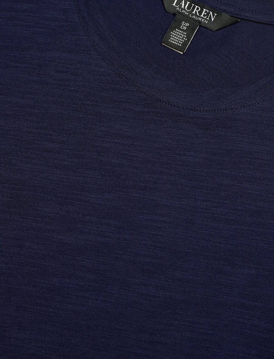 Lauren Ralph Lauren - Slub Jersey Puff-Sleeve Top - blouses à manches courtes - refined navy - 4