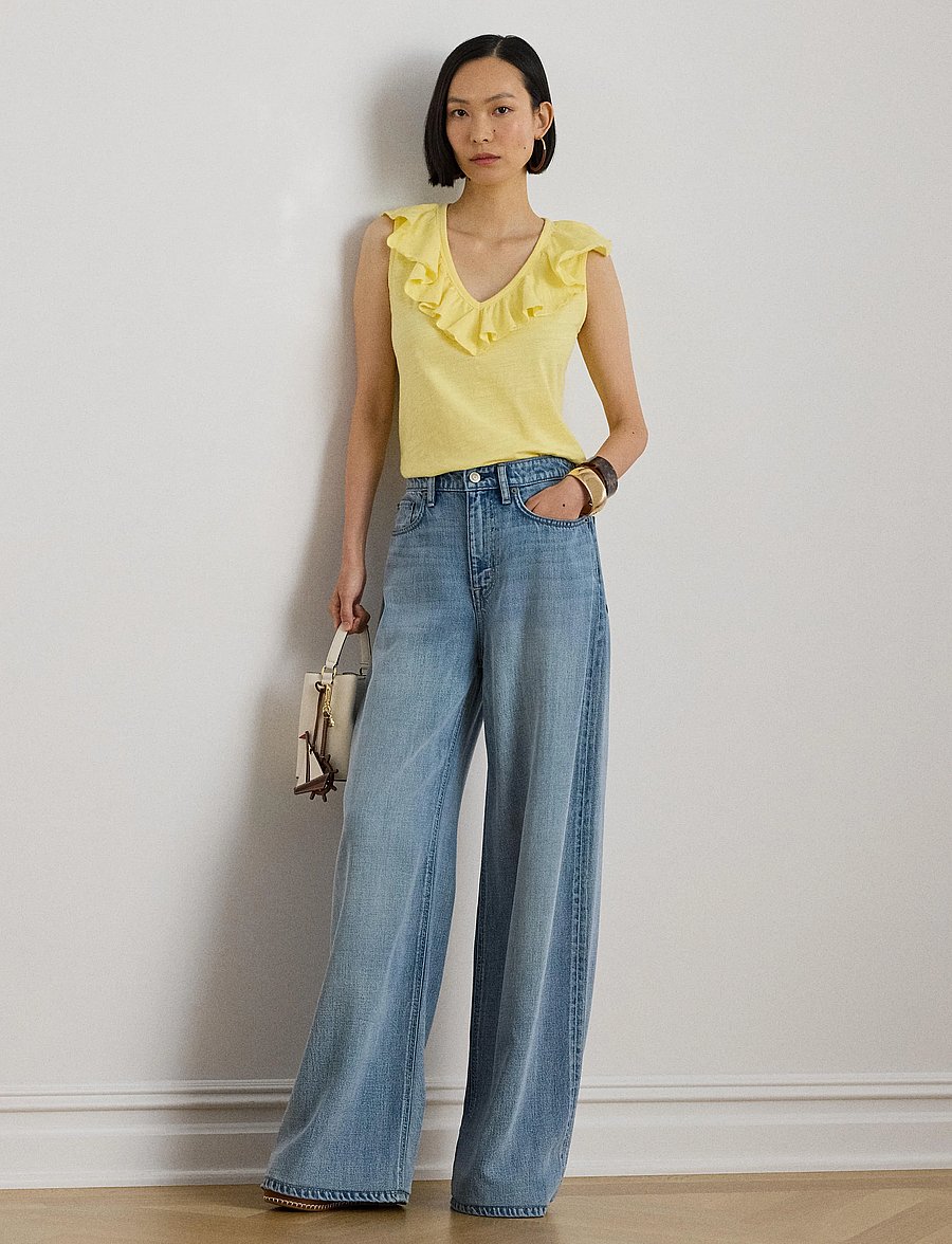 Lauren Ralph Lauren - FRESH CTN SLUB JRSY-KNT-PULLOVER - Ærmeløse bluser - lemon sorbet - 0