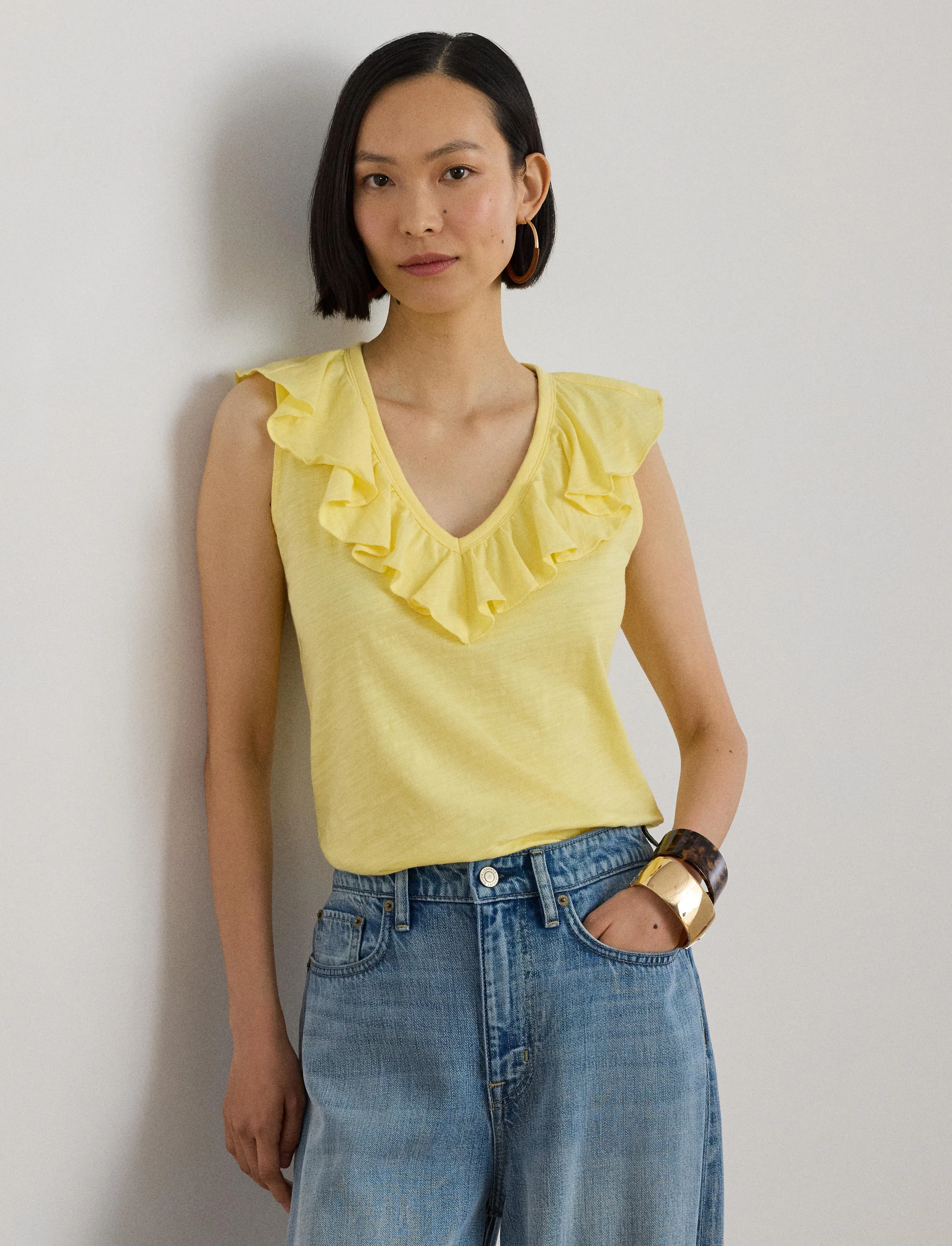 Lauren Ralph Lauren - FRESH CTN SLUB JRSY-KNT-PULLOVER - Ærmeløse bluser - lemon sorbet - 3
