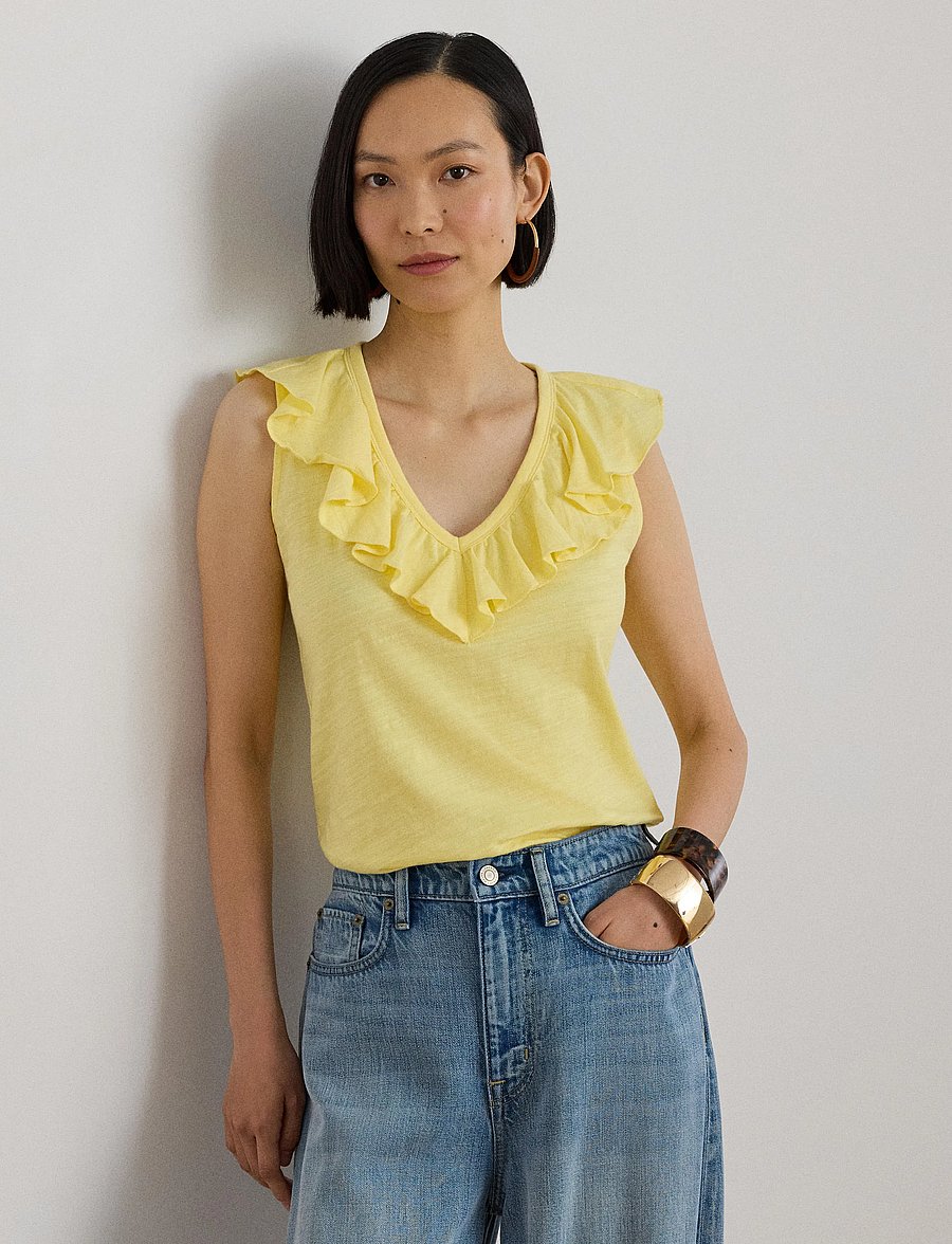 Lauren Ralph Lauren - FRESH CTN SLUB JRSY-KNT-PULLOVER - Ærmeløse bluser - lemon sorbet - 3