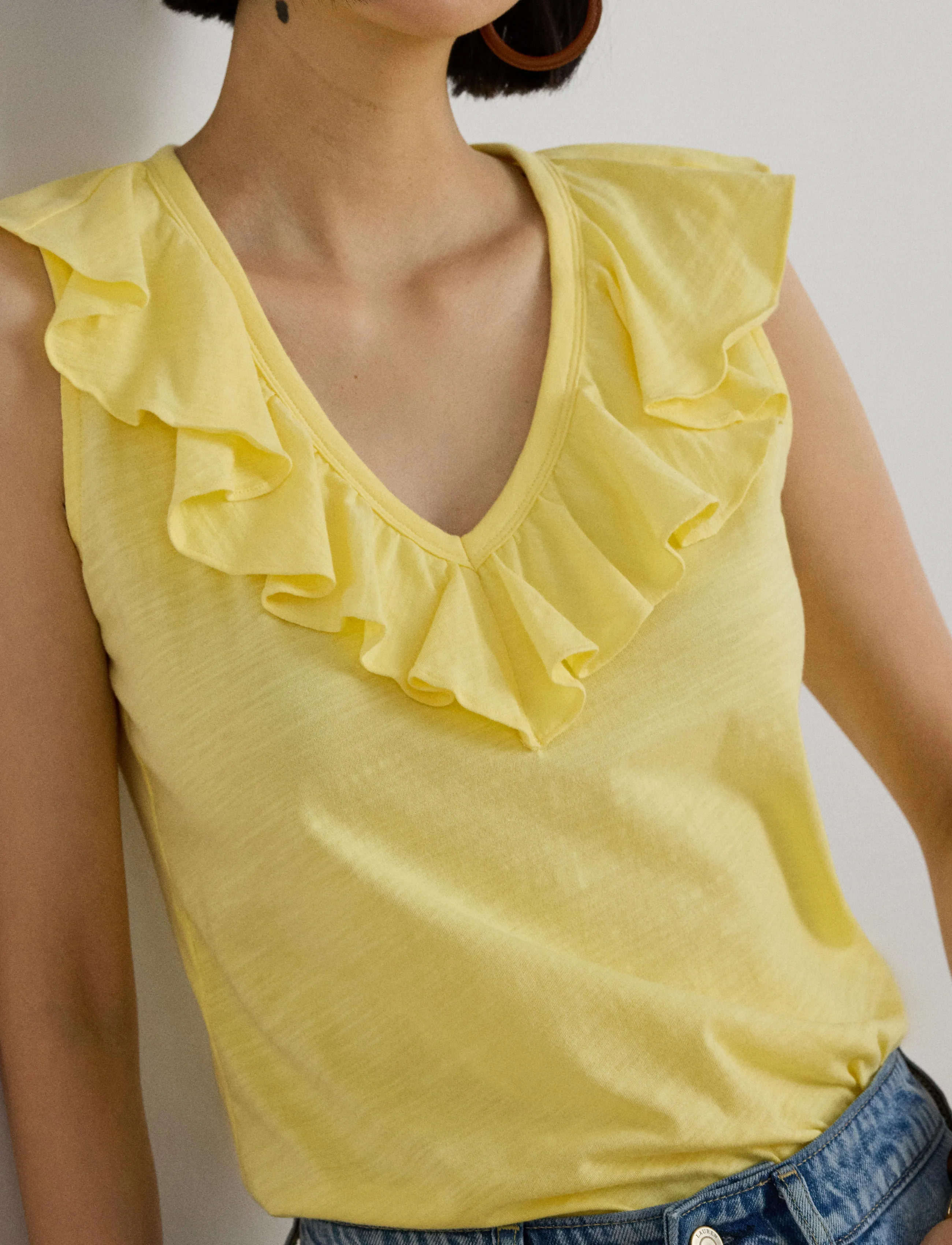 Lauren Ralph Lauren - FRESH CTN SLUB JRSY-KNT-PULLOVER - Ærmeløse bluser - lemon sorbet - 4