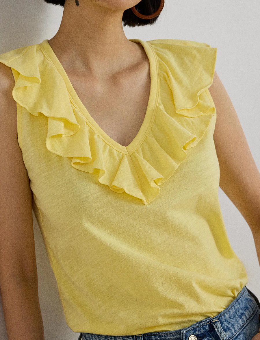 Lauren Ralph Lauren - FRESH CTN SLUB JRSY-KNT-PULLOVER - Ærmeløse bluser - lemon sorbet - 4