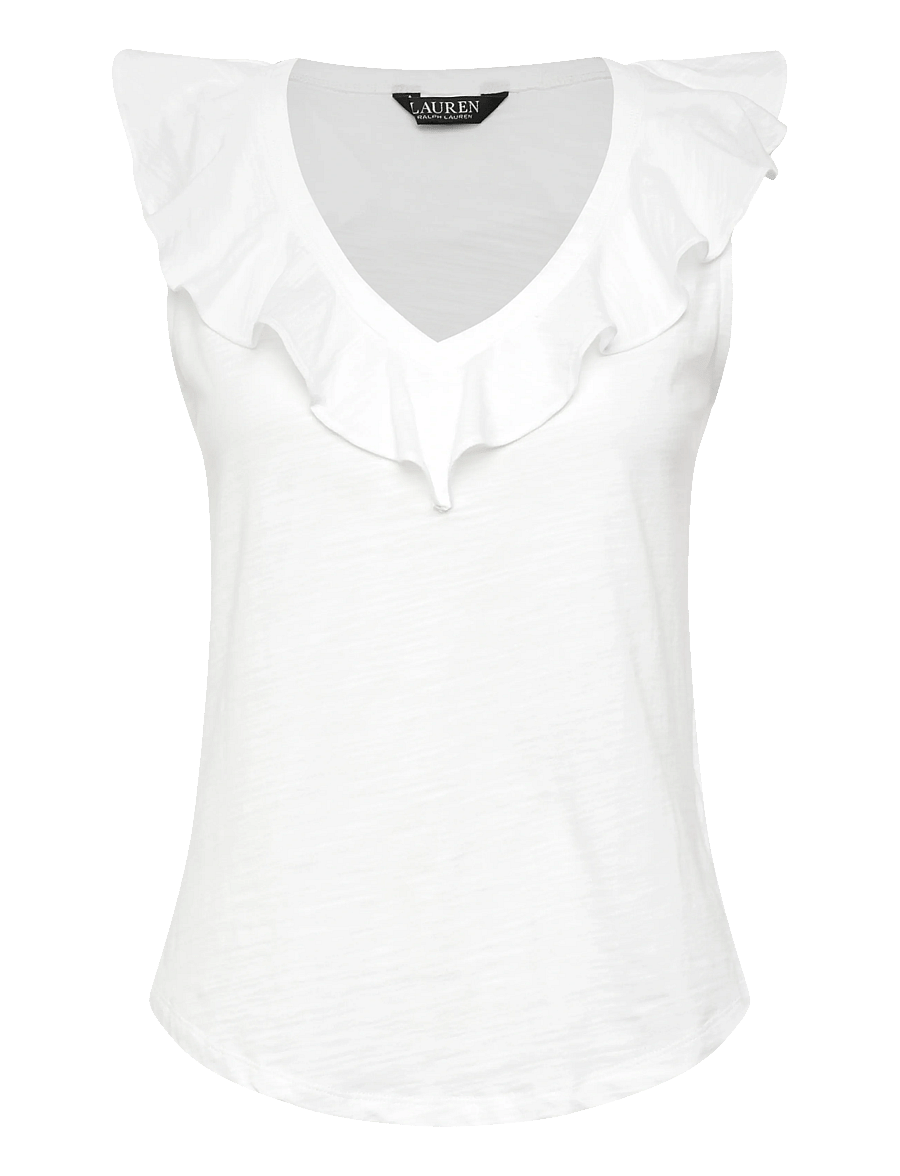 Lauren Ralph Lauren - FRESH CTN SLUB JRSY-KNT-PULLOVER - Ärmellose blusen - white - 1