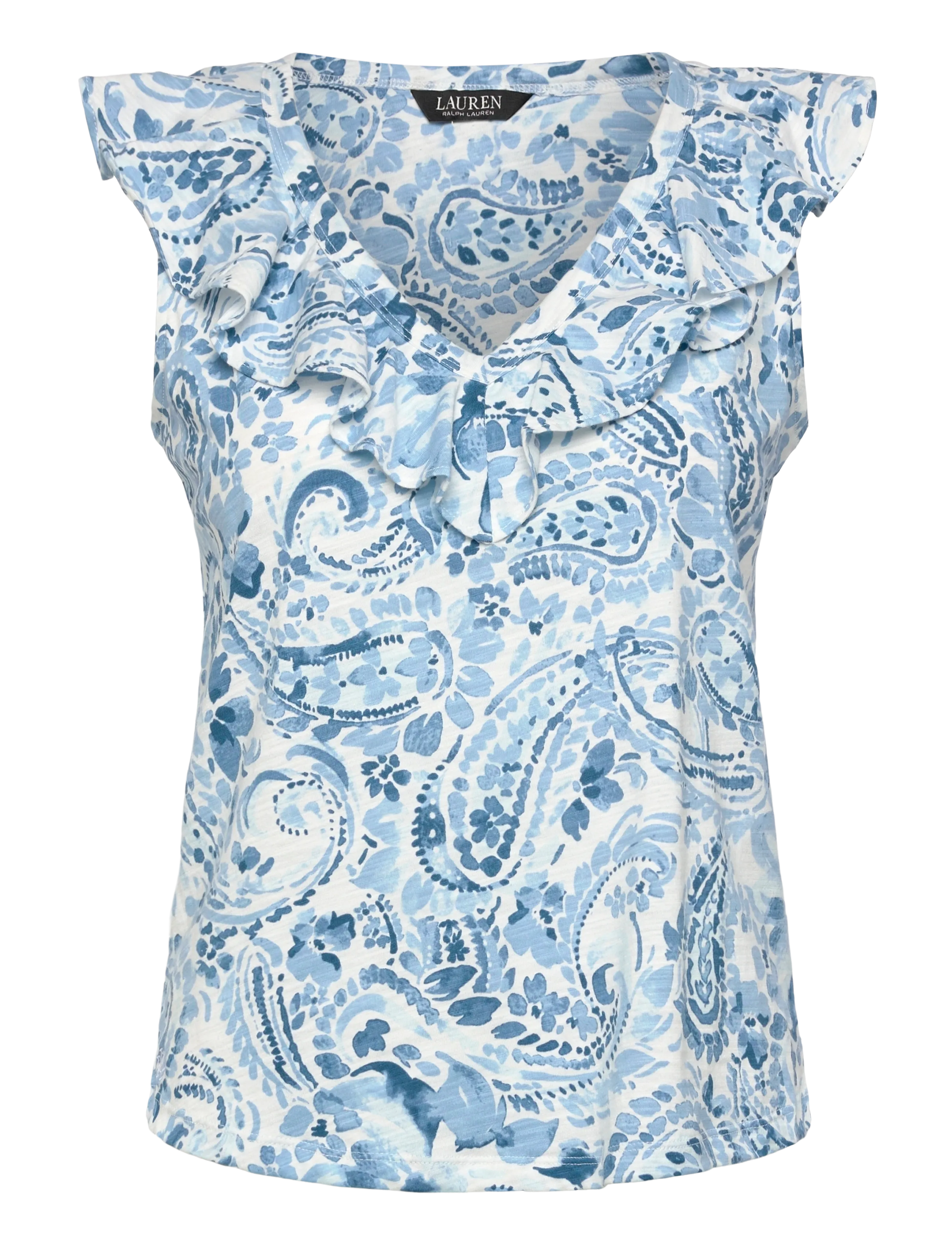 Lauren Ralph Lauren FRESH CTN SLUB JRSY-KNT-PULLOVER - Bluser & Skjorter - WHITE/BLUE / blue