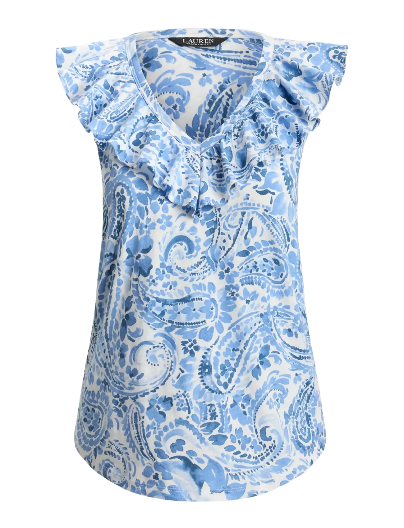 Lauren Ralph Lauren FRESH CTN SLUB JRSY-KNT-PULLOVER - Bluser - WHITE/BLUE / blue
