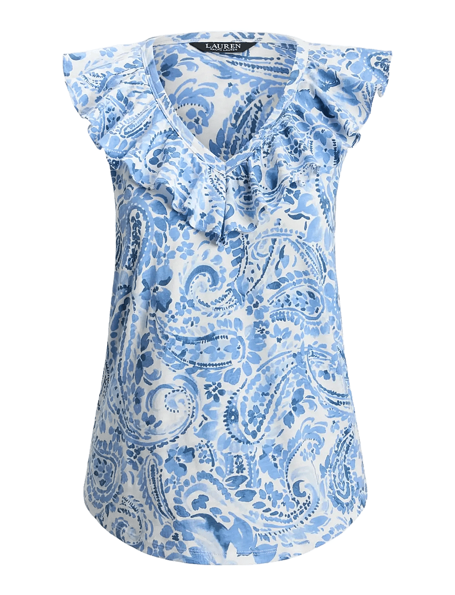 Lauren Ralph Lauren - FRESH CTN SLUB JRSY-KNT-PULLOVER - Ærmeløse bluser - white/blue - 1