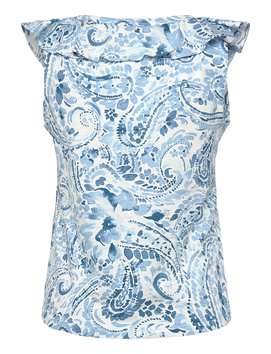 Lauren Ralph Lauren - FRESH CTN SLUB JRSY-KNT-PULLOVER - Ærmeløse bluser - white/blue - 2