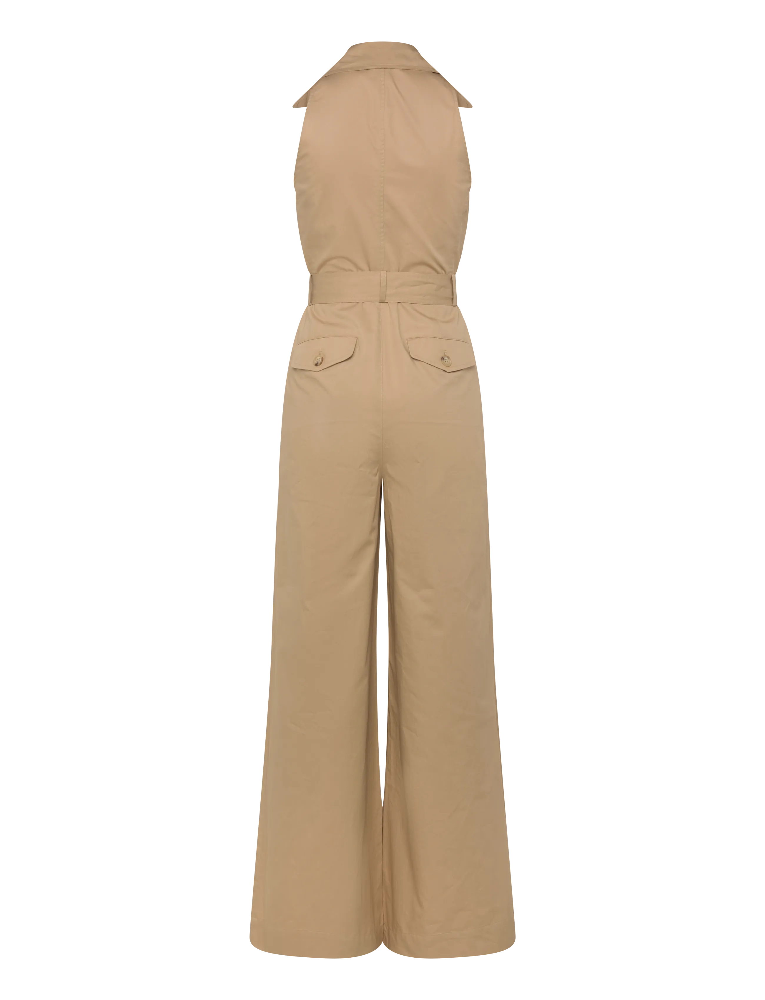 Lauren Ralph Lauren - Belted Cotton Twill Sleeveless Jumpsuit - buksedragter - birch tan - 1