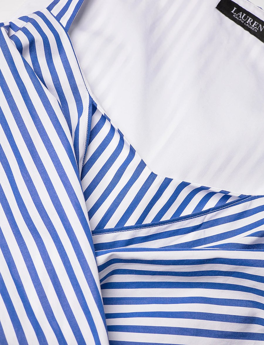 Lauren Ralph Lauren - Striped Belted Broadcloth Tiered Dress - summer dresses - blue/white - 5