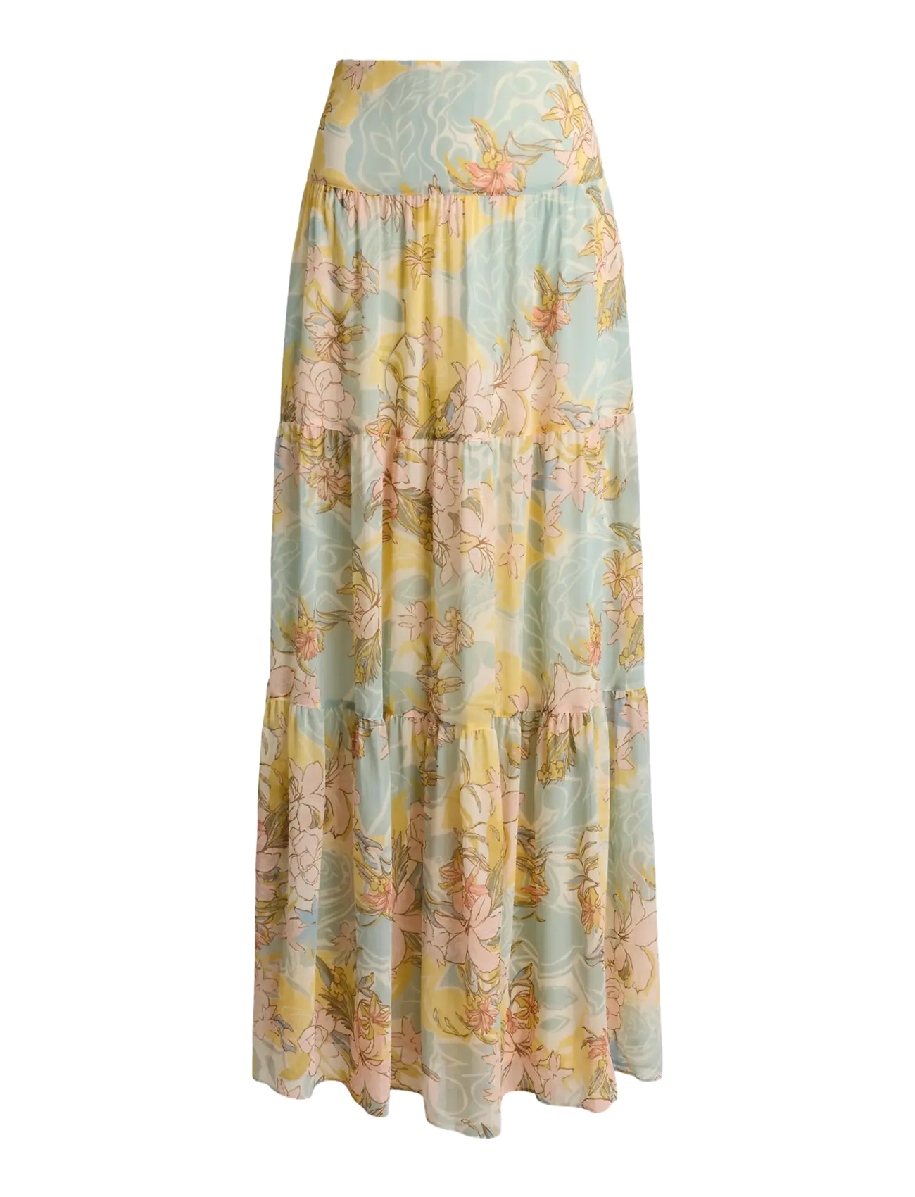 Lauren Ralph Lauren POLY CRINKLE GGT 58-WVN-SKIRT - Kläder - CREAM/BLUE MULTI / blue