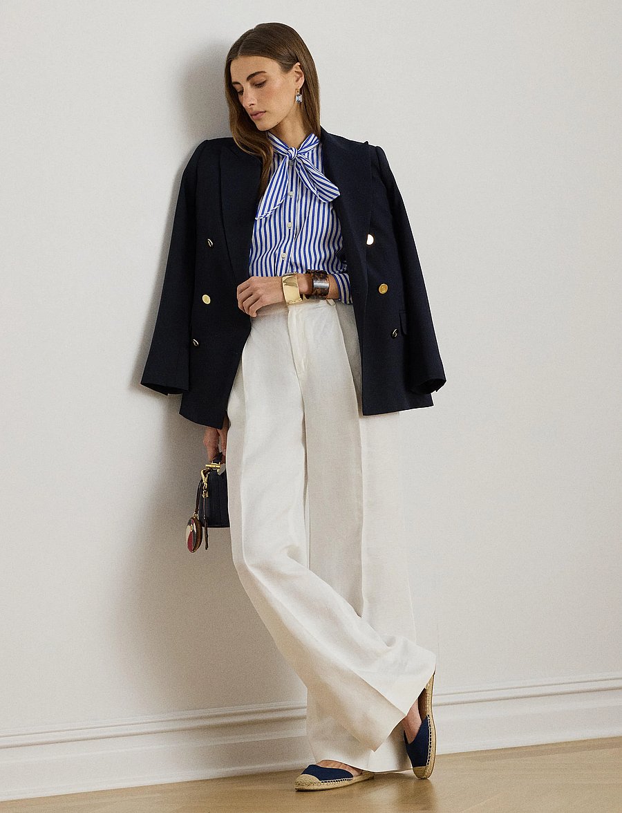 Lauren Ralph Lauren - Y/D 70'S BROADCLOTH-WVN-SHIRT - langærmede skjorter - blue/white - 0