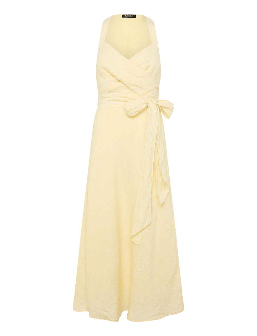 Lauren Ralph Lauren - Y/D TISSUE LINEN-WVN-DRESSES - slå-om-kjoler - yellow/white - 1