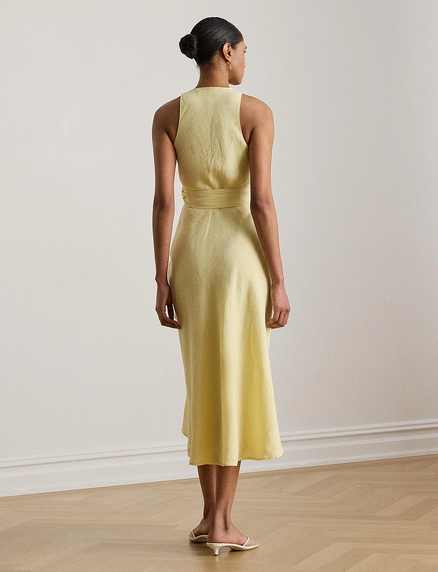 Lauren Ralph Lauren - Y/D TISSUE LINEN-WVN-DRESSES - slå-om-kjoler - yellow/white - 5