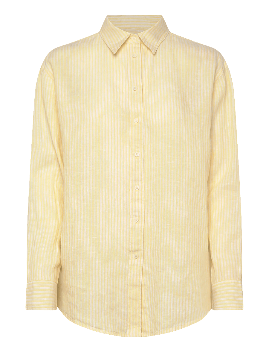 Lauren Ralph Lauren - Y/D TISSUE LINEN-WVN-SHIRT - linen shirts - yellow/white - 0