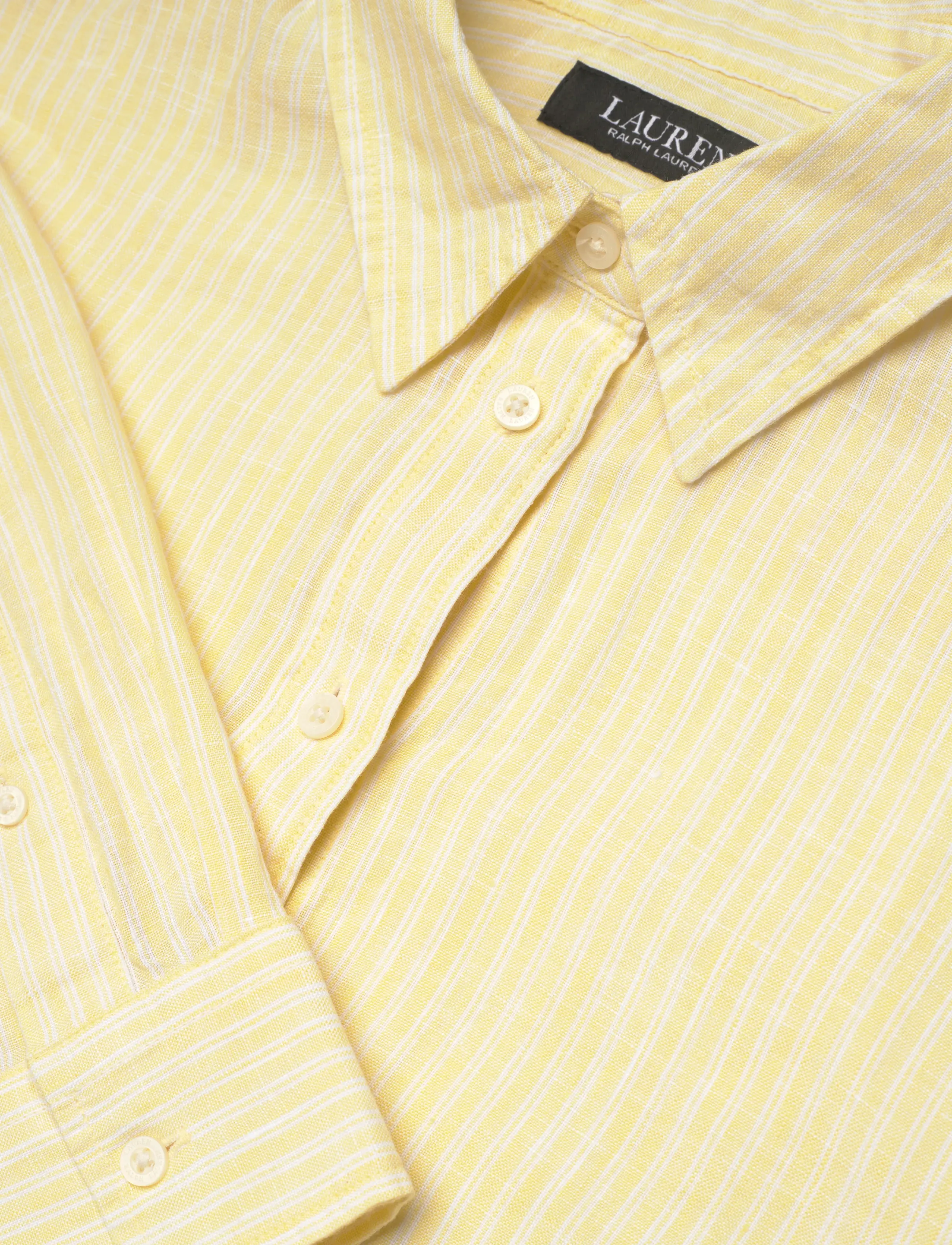 Lauren Ralph Lauren - Y/D TISSUE LINEN-WVN-SHIRT - hørskjorter - yellow/white - 2