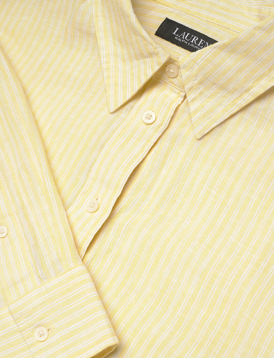 Lauren Ralph Lauren - Y/D TISSUE LINEN-WVN-SHIRT - linen shirts - yellow/white - 2