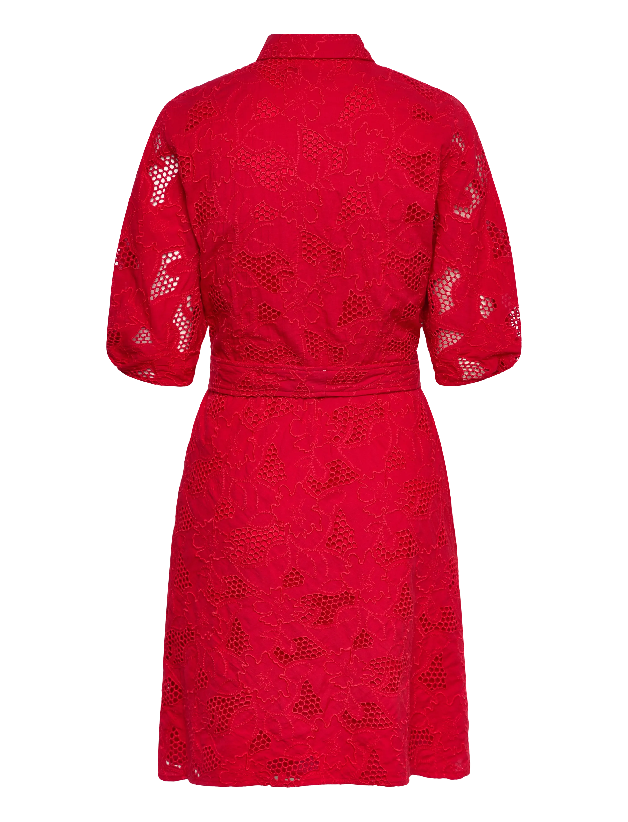 Lauren Ralph Lauren - Eyelet Voile Balloon-Sleeve Shirtdress - blondekjoler - cruise red - 2