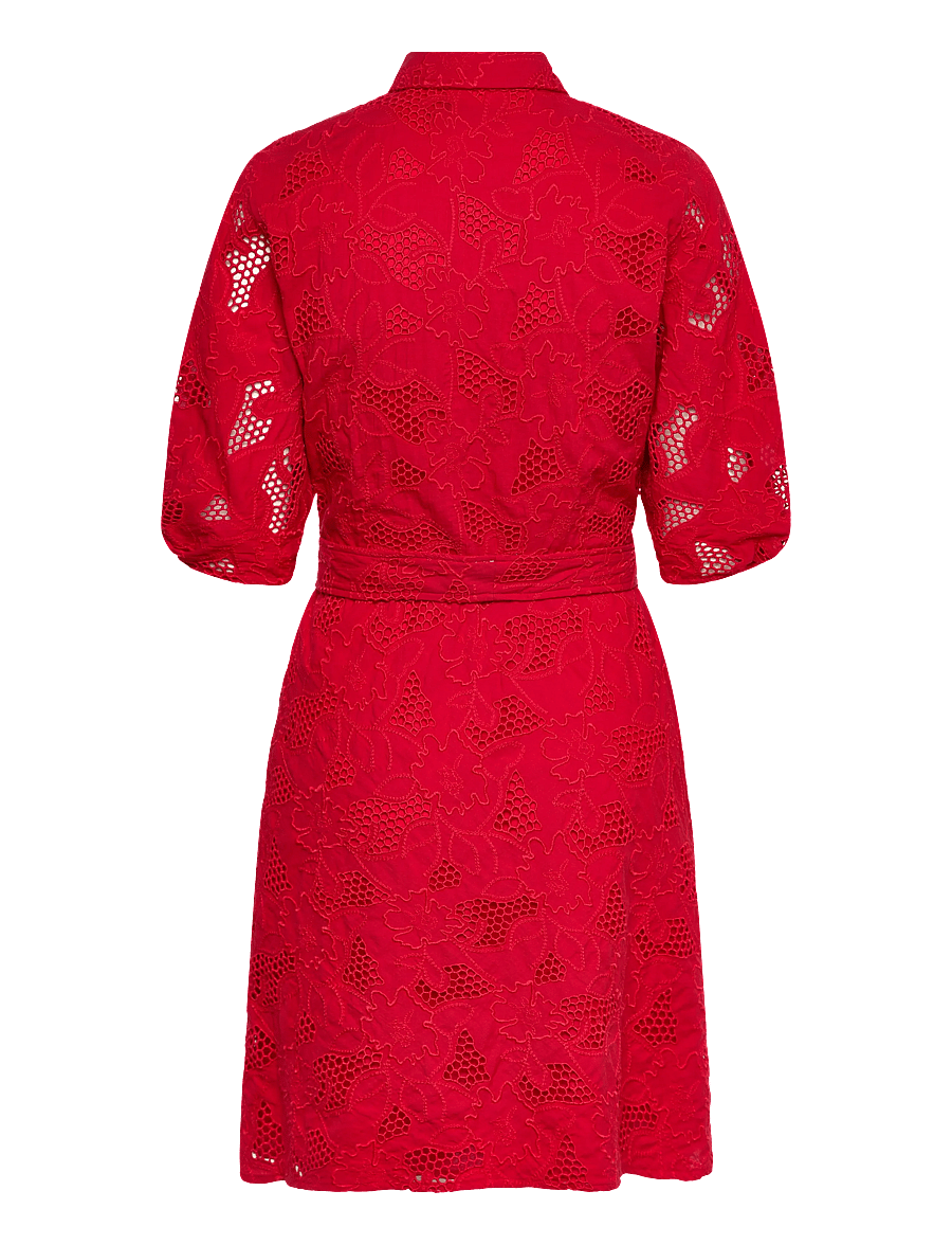 Lauren Ralph Lauren - Eyelet Voile Balloon-Sleeve Shirtdress - blondekjoler - cruise red - 2