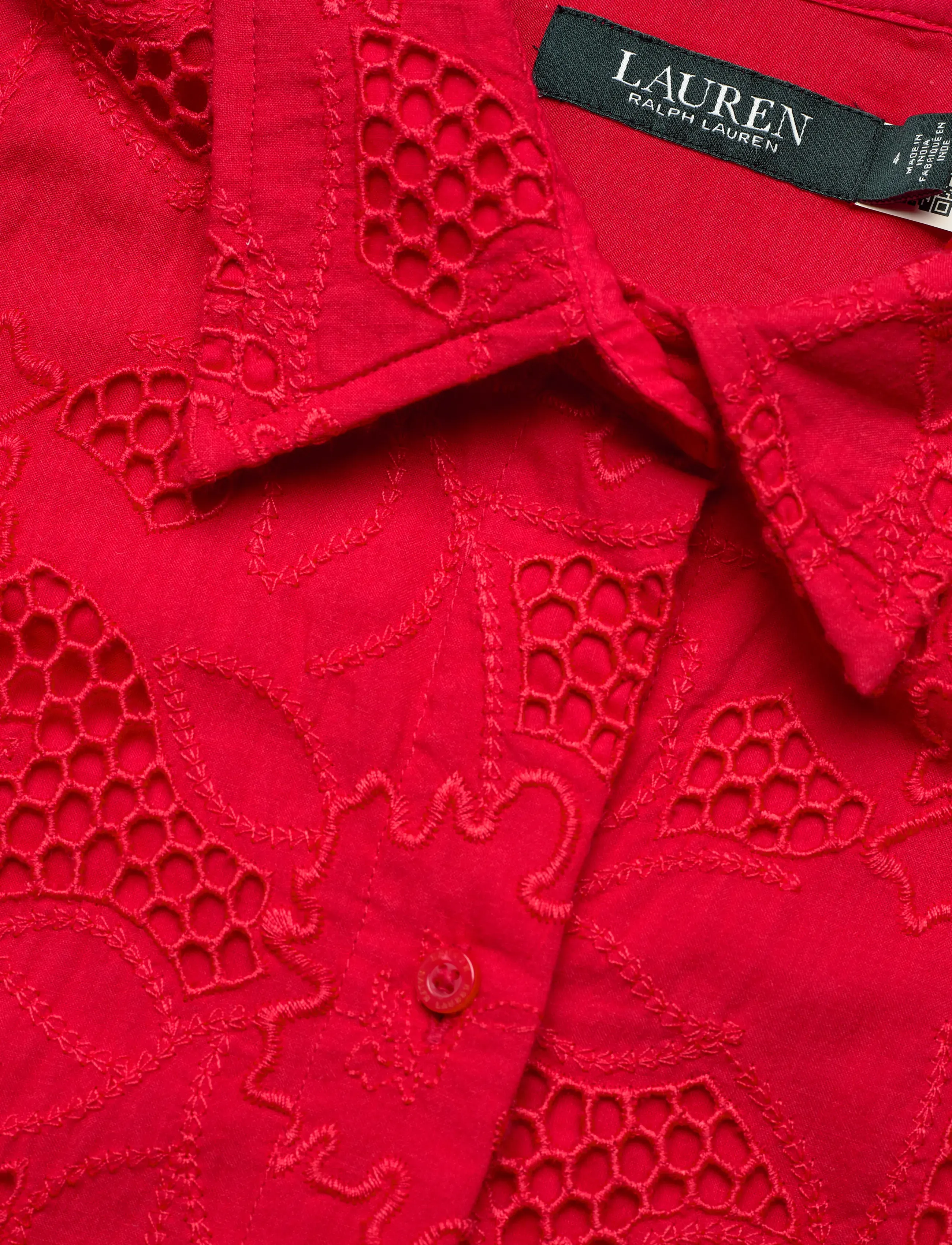 Lauren Ralph Lauren - Eyelet Voile Balloon-Sleeve Shirtdress - blondekjoler - cruise red - 4