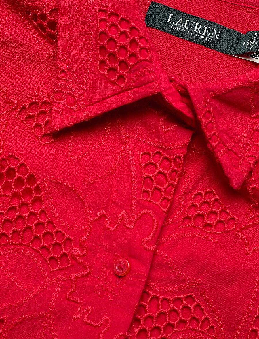 Lauren Ralph Lauren - Eyelet Voile Balloon-Sleeve Shirtdress - blondekjoler - cruise red - 4