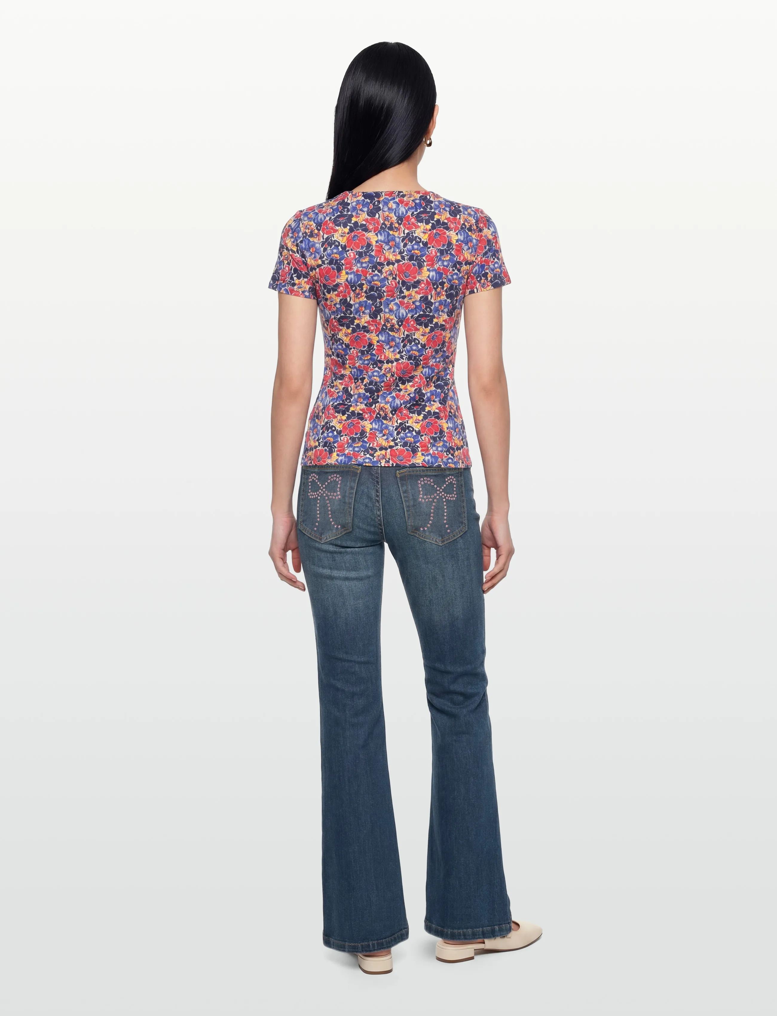 Lauren Ralph Lauren - Floral Cotton Jersey Square-Neck Top - t-shirts - cream/red/blue - 4