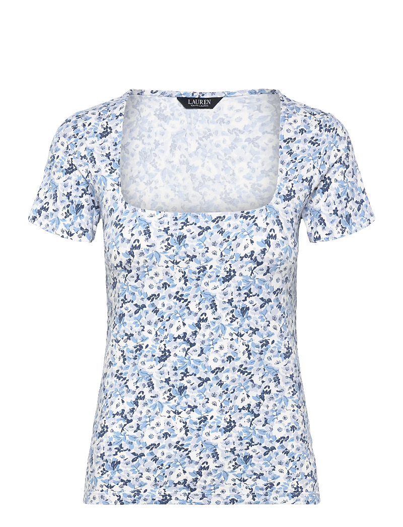 Lauren Ralph Lauren - CTN ELSTAINE JRSY-KNT-PULLOVER - t-shirts - white/blue - 0