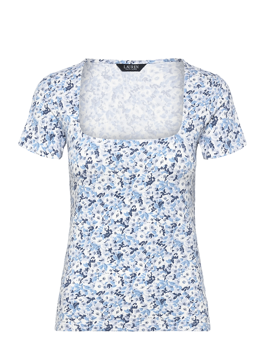 Lauren Ralph Lauren - CTN ELSTAINE JRSY-KNT-PULLOVER - t-shirts - white/blue - 0