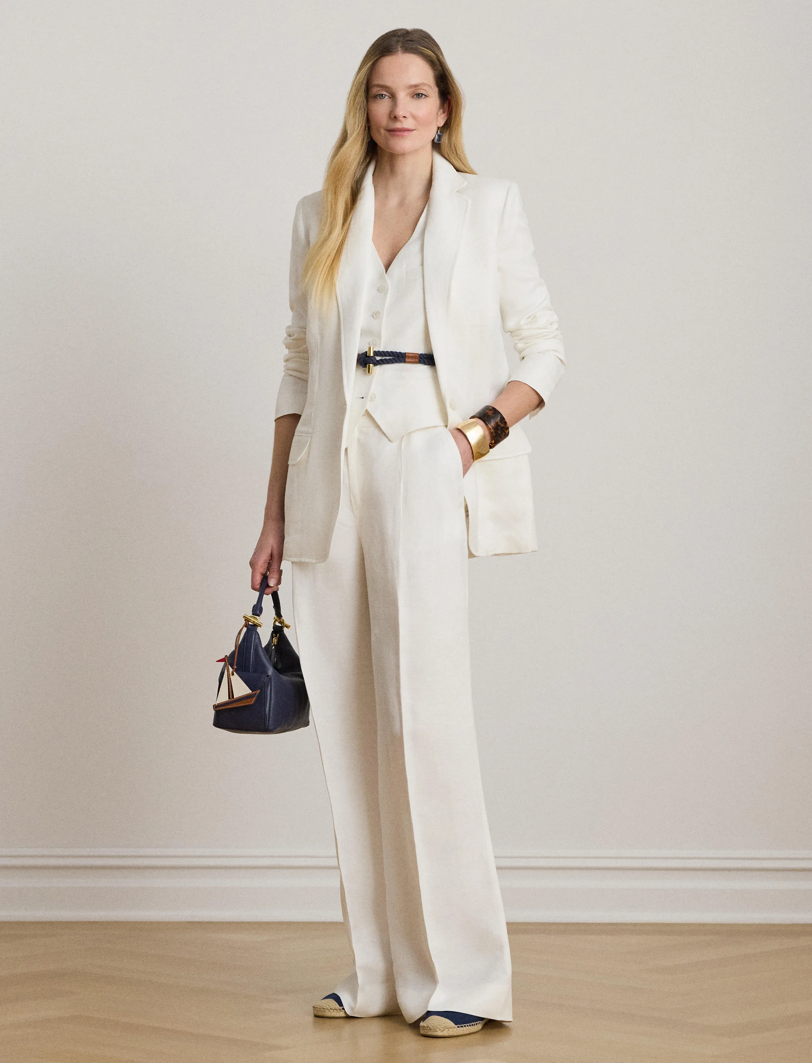 Lauren Ralph Lauren Linen-Blend Twill Blazer, 34, White, Blazere > Enkeltradede Blazere, Dame