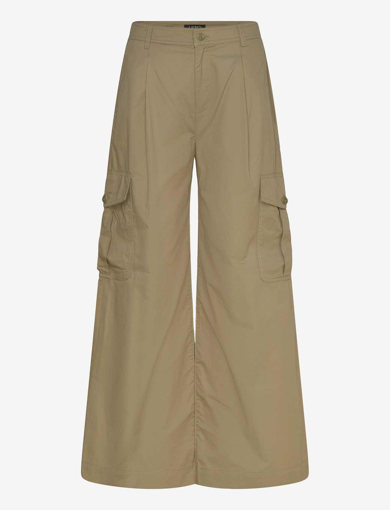 Lauren Ralph Lauren - Pleated Cotton Twill Wide-Leg Cargo Pant - spodnie cargo - light agave - 0