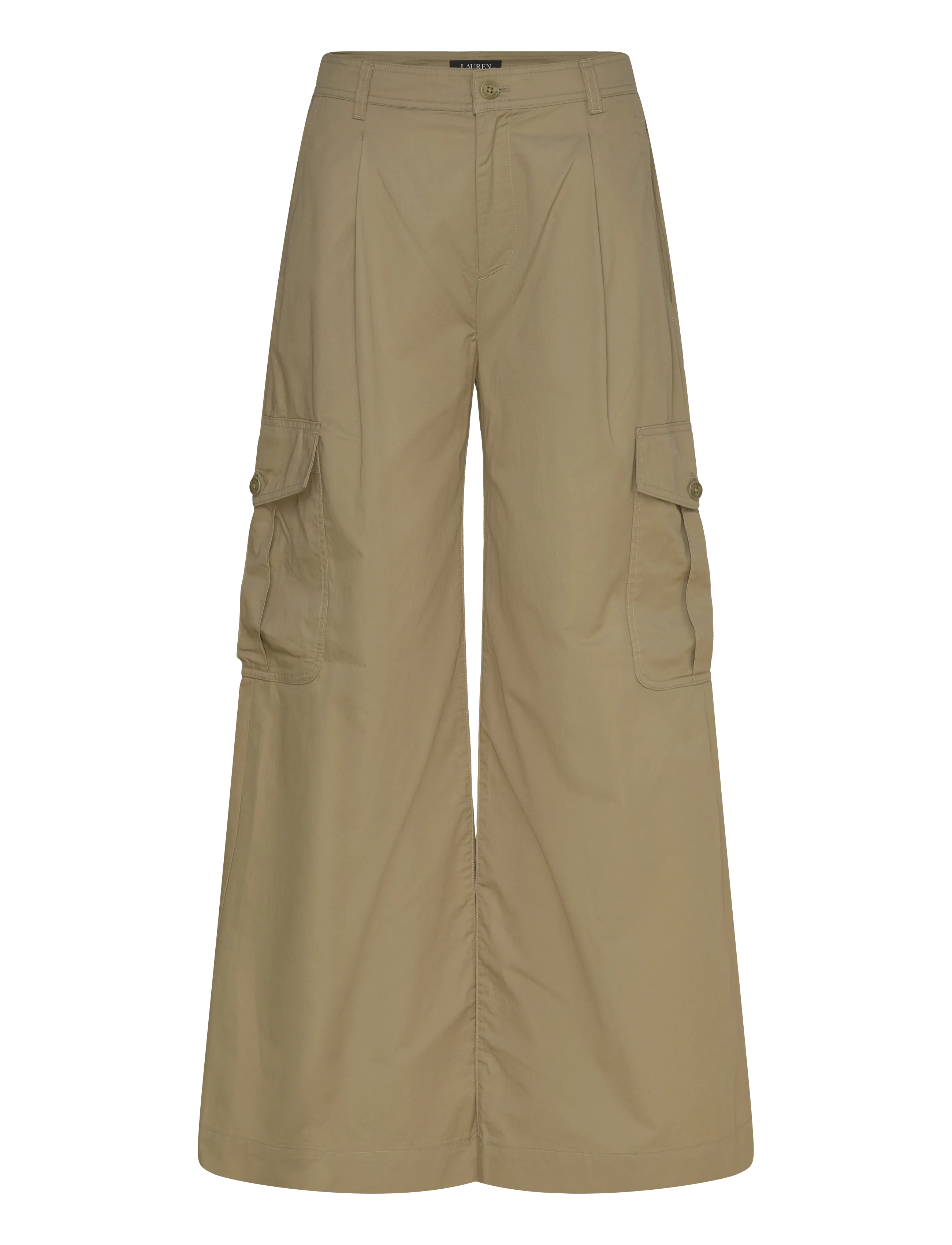 Lauren Ralph Lauren Pleated Cotton Twill Wide-Leg Cargo Pant - Ralph Lauren - LIGHT AGAVE / khaki/green