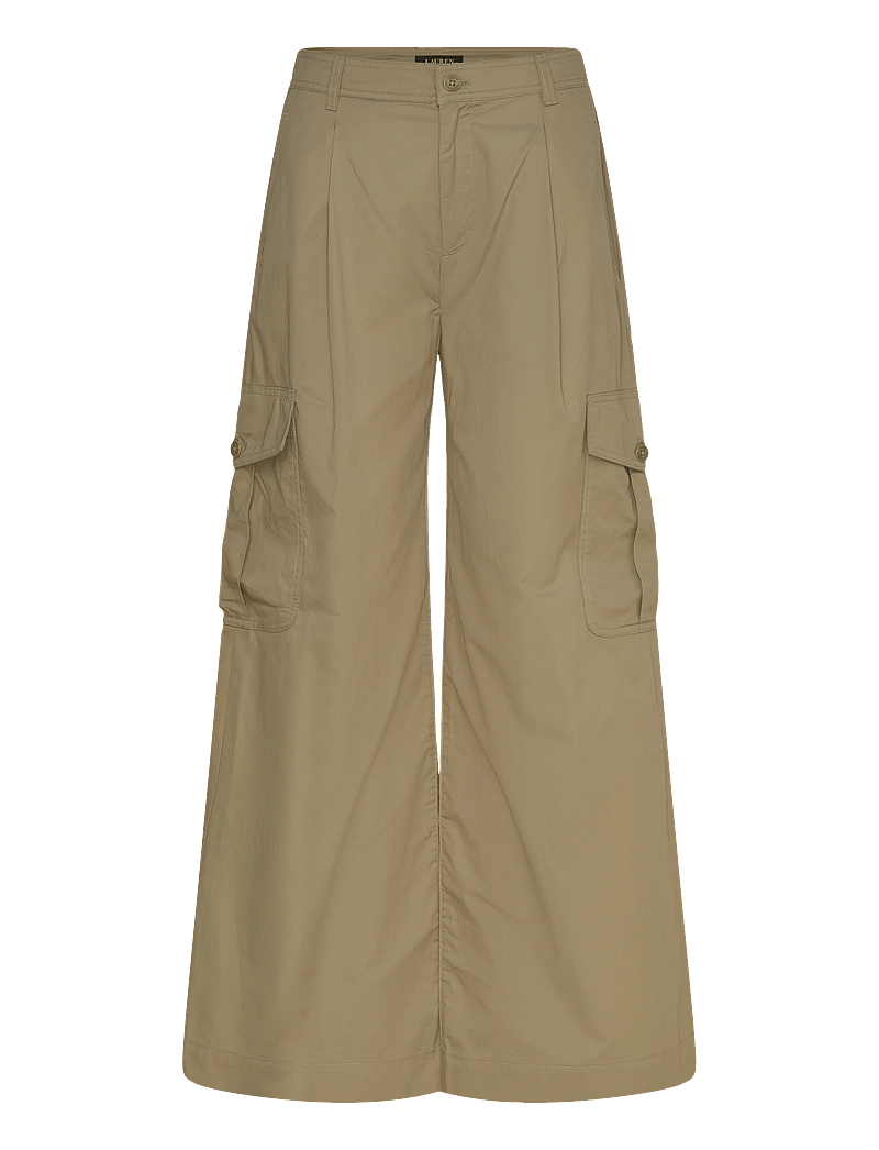Lauren Ralph Lauren - Pleated Cotton Twill Wide-Leg Cargo Pant - spodnie cargo - light agave - 0