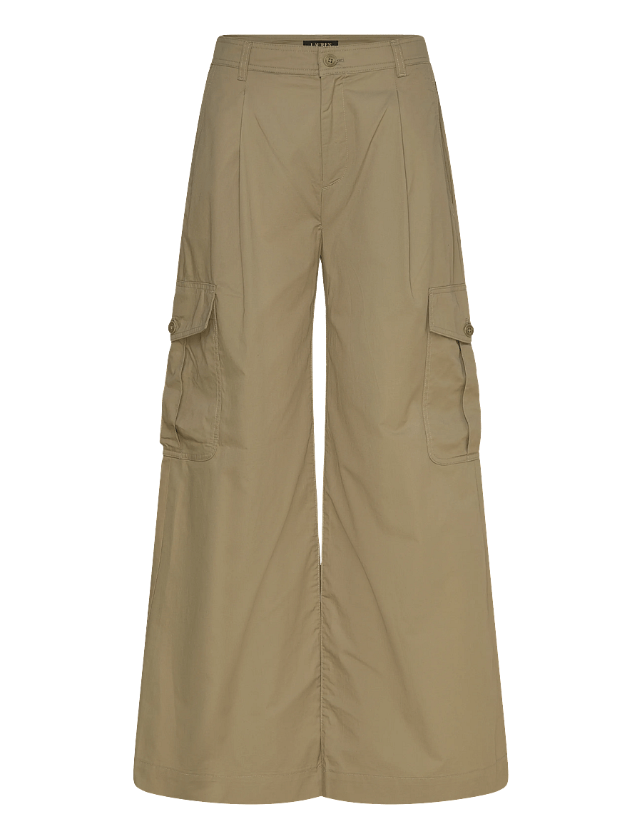 Lauren Ralph Lauren - Pleated Cotton Twill Wide-Leg Cargo Pant - cargo-hosen - light agave - 0