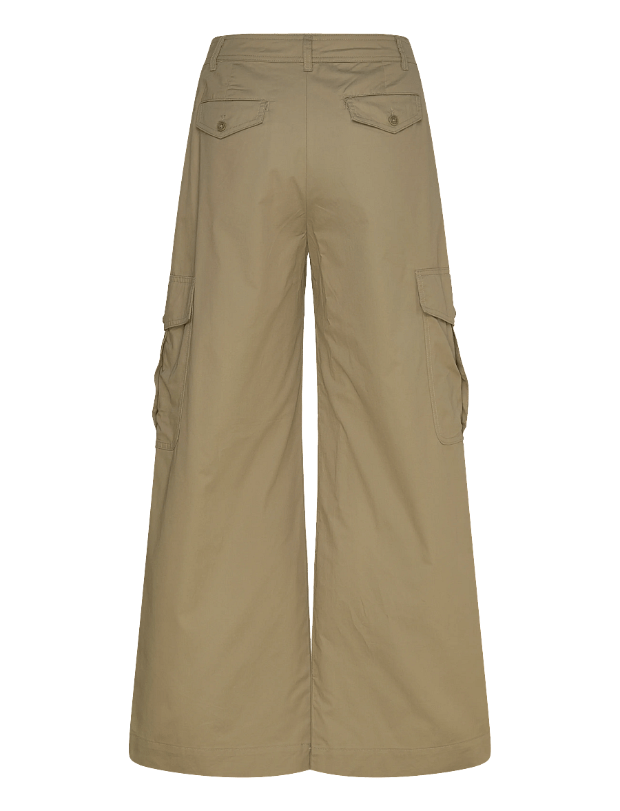 Lauren Ralph Lauren - Pleated Cotton Twill Wide-Leg Cargo Pant - cargo-hosen - light agave - 1