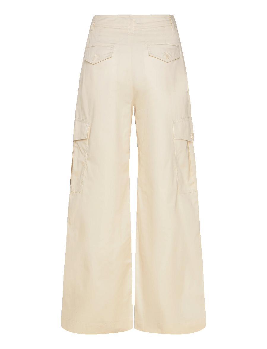 Lauren Ralph Lauren - Pleated Cotton Twill Wide-Leg Cargo Pant - cargobukser - mascarpone cream - 1