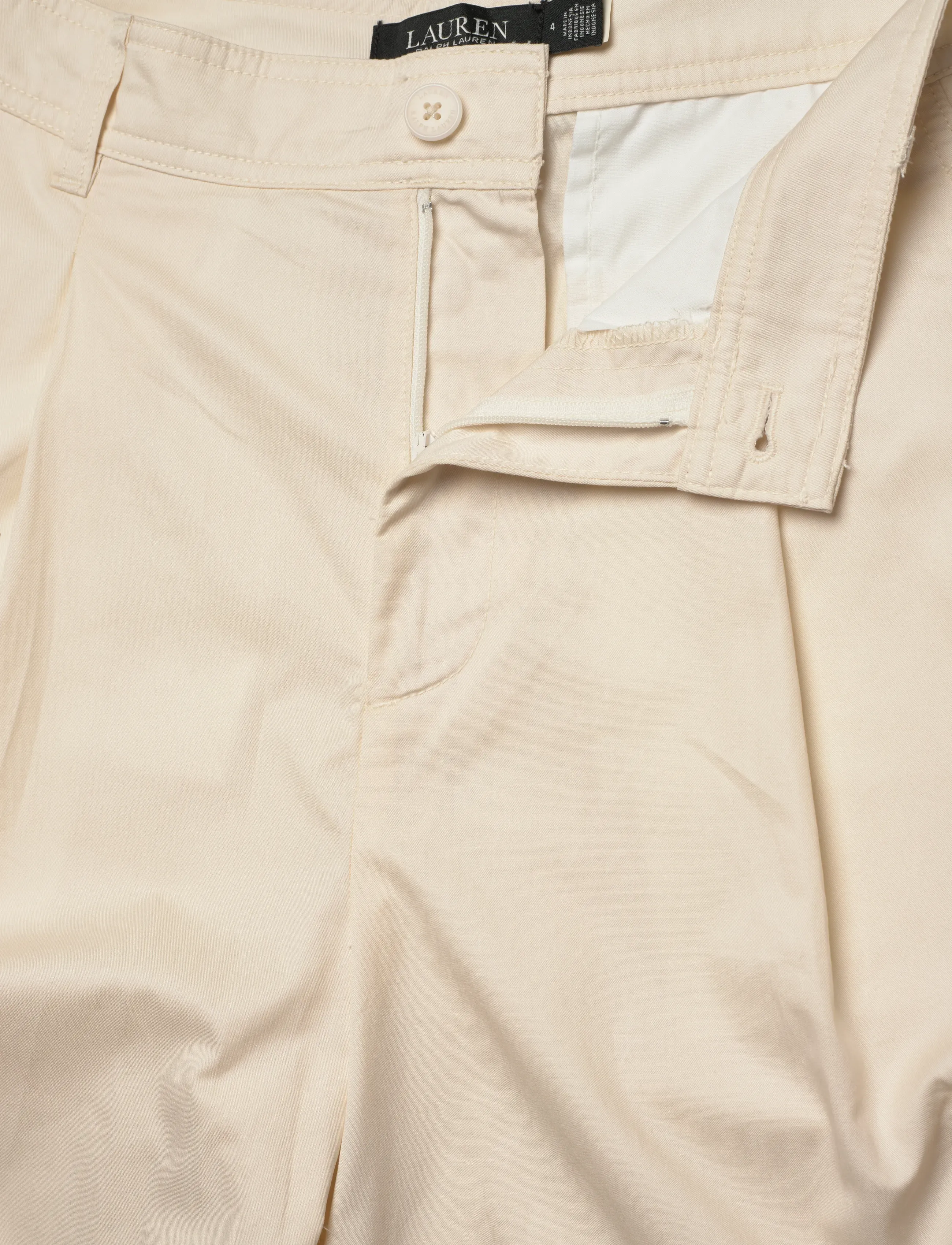 Lauren Ralph Lauren - Pleated Cotton Twill Wide-Leg Cargo Pant - cargobukser - mascarpone cream - 3