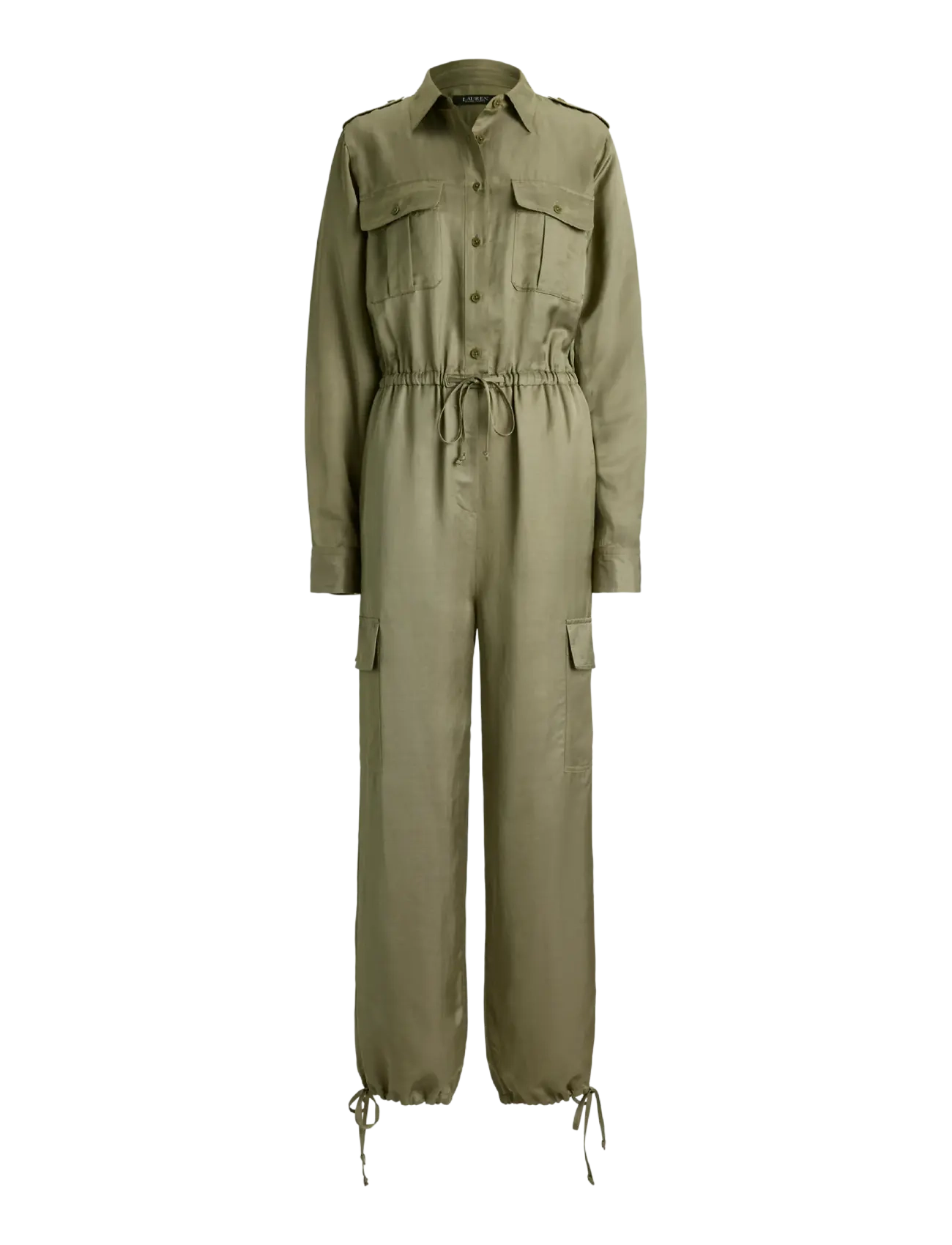 Lauren Ralph Lauren Shantung Cargo Jumpsuit - Inspiration - LIGHT AGAVE / khaki/green