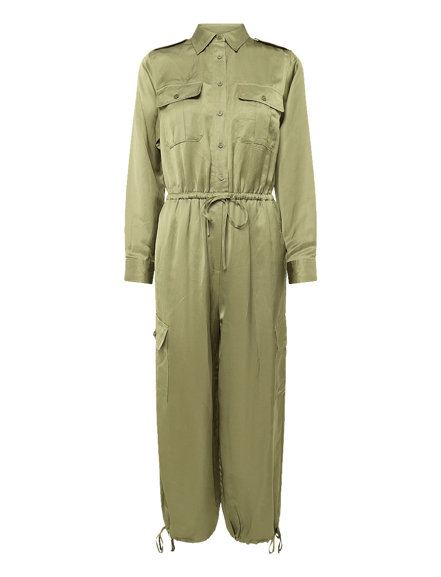 Lauren Ralph Lauren - Shantung Cargo Jumpsuit - buksedragter - light agave - 1