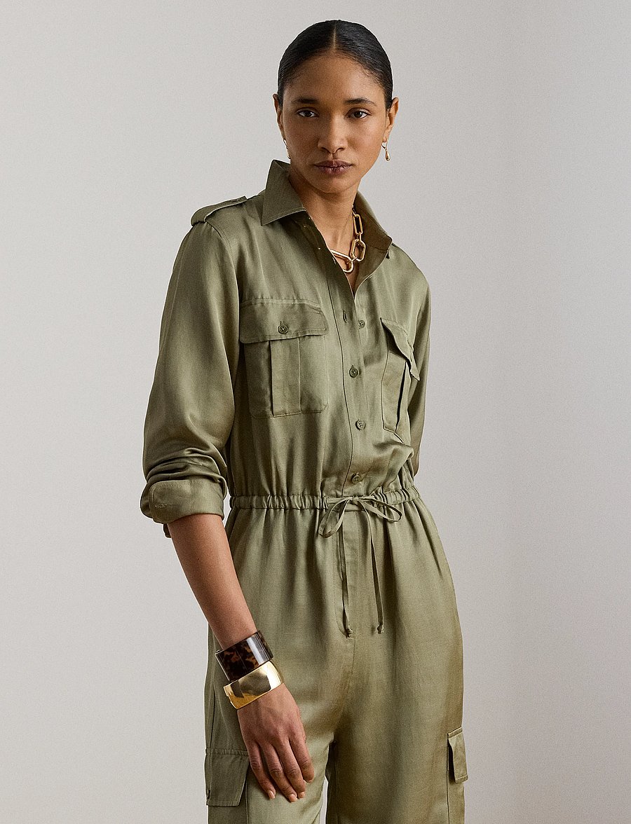 Lauren Ralph Lauren - Shantung Cargo Jumpsuit - buksedragter - light agave - 4